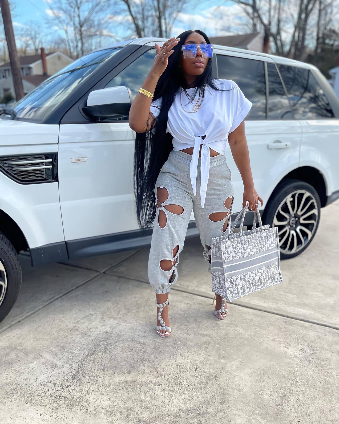Women's Clothing Ripped Trousers Casual Pants