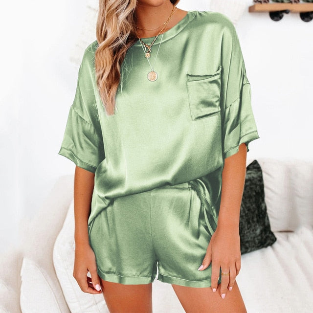 Cozy Satin Pajamas Set Women
