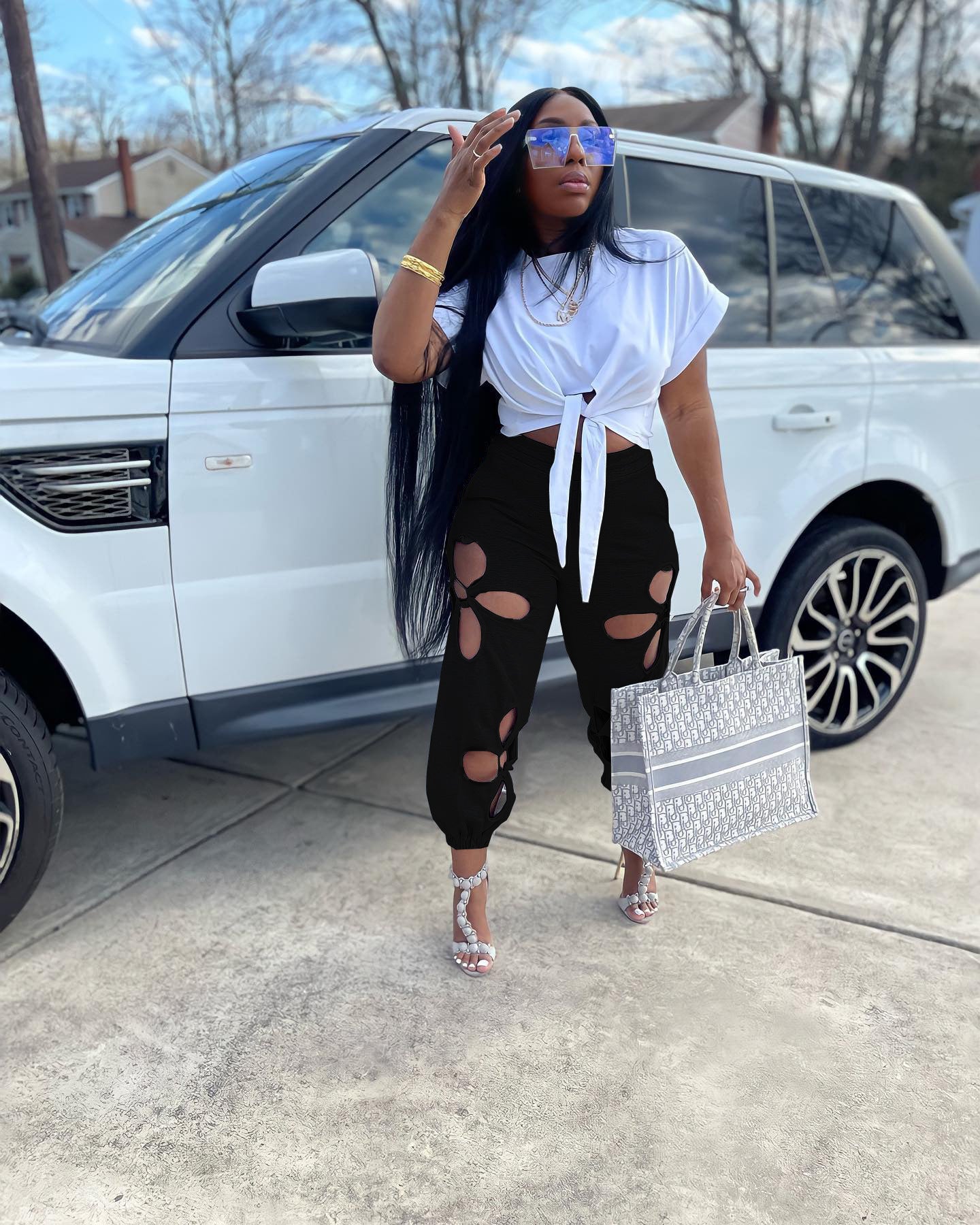 Women's Clothing Ripped Trousers Casual Pants