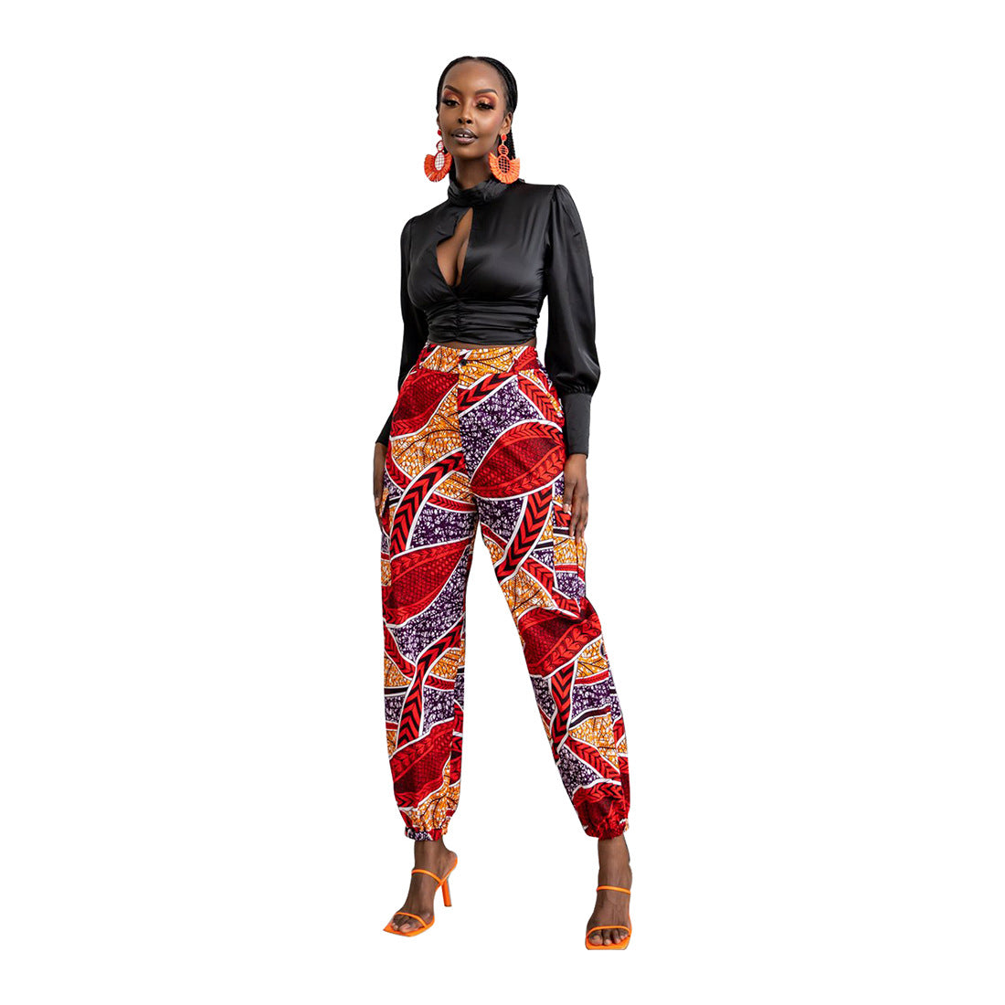 Fashion Casual Printing Six Zipper Multi Pocket Leg Pants