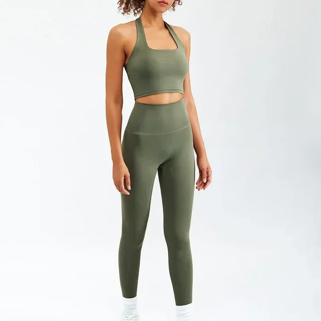 Workout Sport Waist High Set Yoga Sportwear Fitness Clothes Female for Women Suit Outfit Activewear Gym