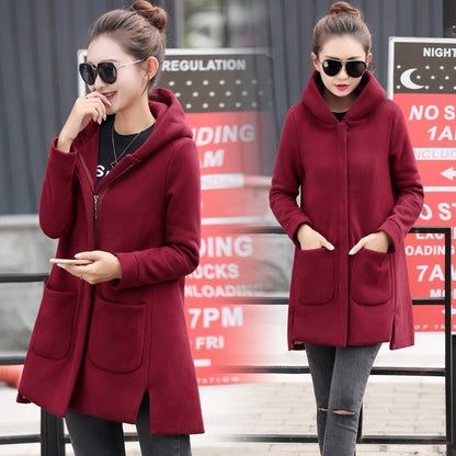 Long Hooded Fleece Coat