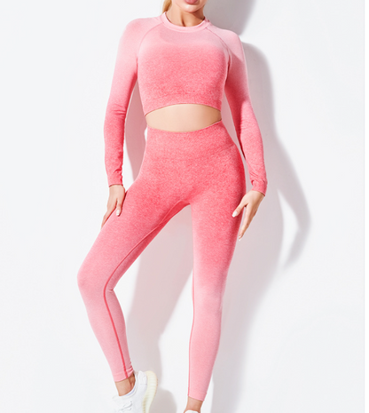 Gradient Long-Sleeve Yoga Set