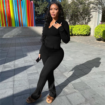 Ribbed Knit Two-Piece Set