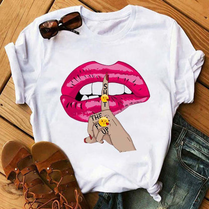 Lip-Print Short-Sleeve Tee