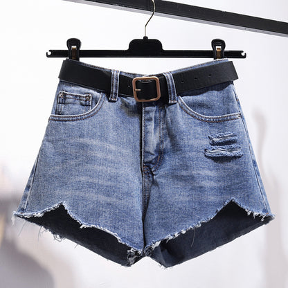 Asymmetric Denim Shorts