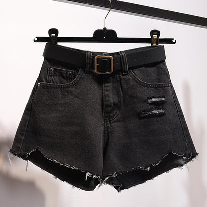 Asymmetric Denim Shorts