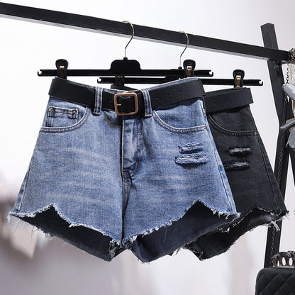 Asymmetric Denim Shorts