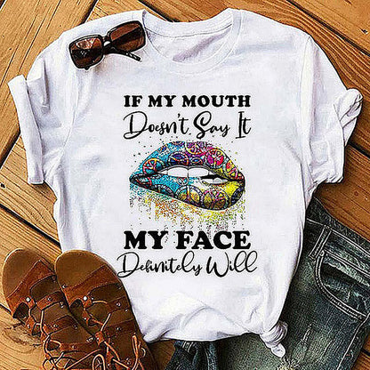 Lip-Print Short-Sleeve Tee