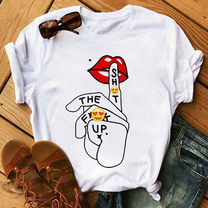 Lip-Print Short-Sleeve Tee