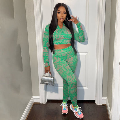 Letter-Print Two-Piece Tracksuit
