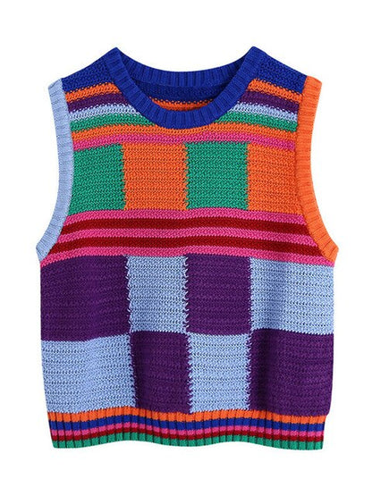 Contrast Knit Tank and Shorts Set