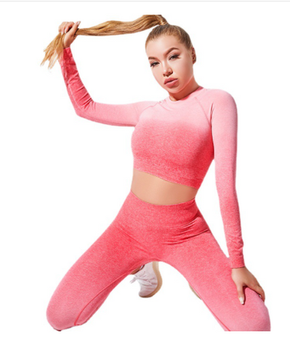 Gradient Long-Sleeve Yoga Set