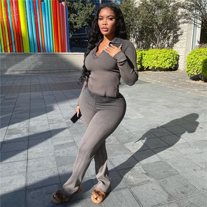 Ribbed Knit Two-Piece Set