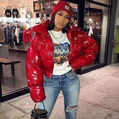 Sisterlinda Faux-Leather Puffer Jacket