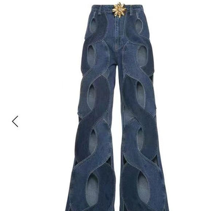 Crisscross Cutout Flare Jeans