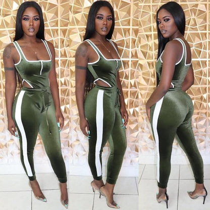 Velvet Bodysuit and Pencil Pants Set