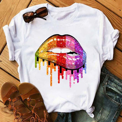 Lip-Print Short-Sleeve Tee