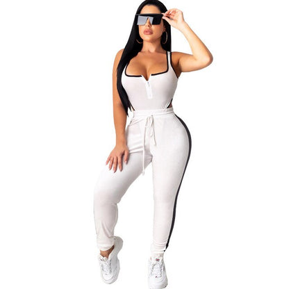 Velvet Bodysuit and Pencil Pants Set