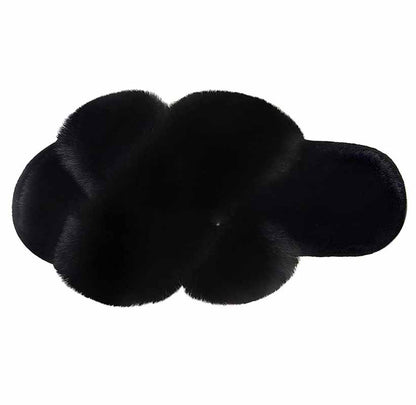 Faux-Fur Cross-Strap Slippers