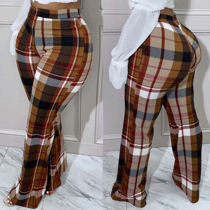 Printed Elastic-Waist Straight Trousers