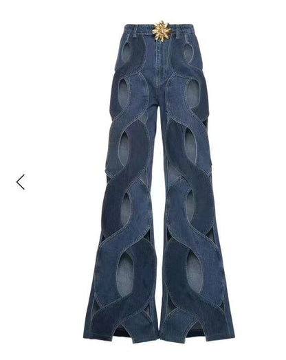 Crisscross Cutout Flare Jeans