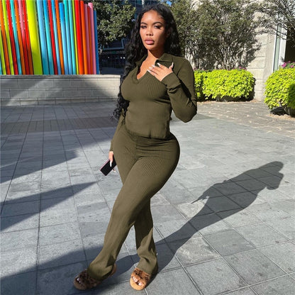 Ribbed Knit Two-Piece Set