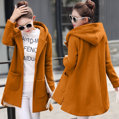 Long Hooded Fleece Coat