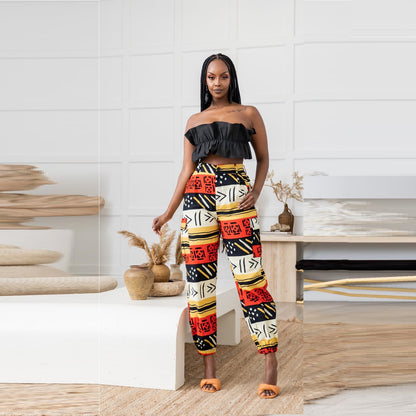 Printed Multi-Pocket Zip Pants