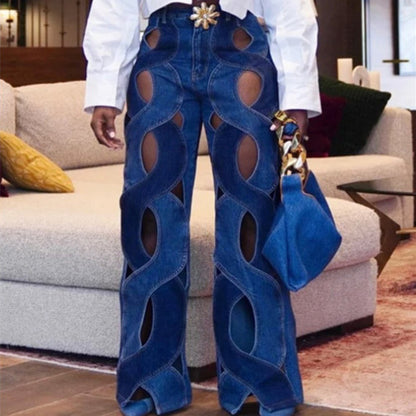 Crisscross Cutout Flare Jeans