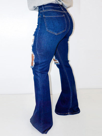 Distressed Wide-Leg Jeans