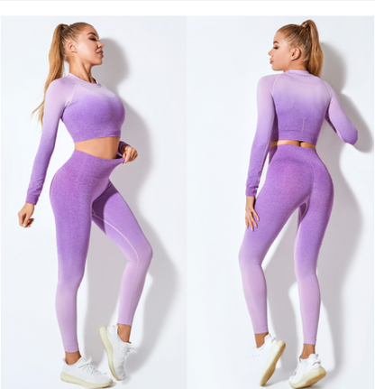 Gradient Long-Sleeve Yoga Set
