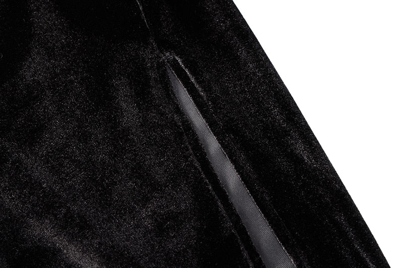 Long-Sleeve Ruched Velvet Midi Dress