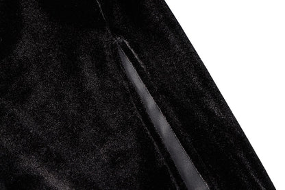 Long-Sleeve Ruched Velvet Midi Dress