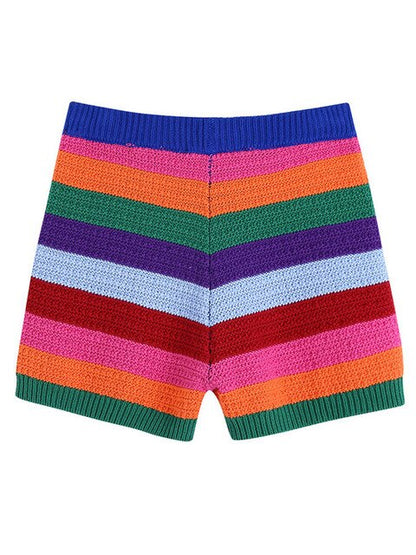 Contrast Knit Tank and Shorts Set