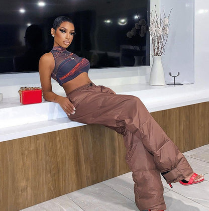 Low-Waist Lace-Up Cotton Trousers