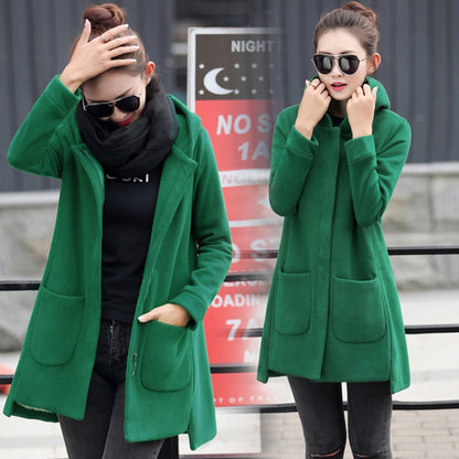 Long Hooded Fleece Coat