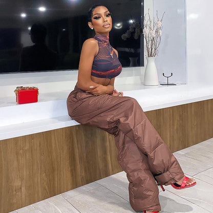 Low-Waist Lace-Up Cotton Trousers