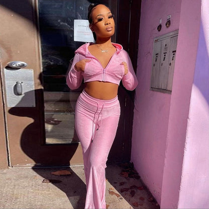 Hooded Flare-Pants Set