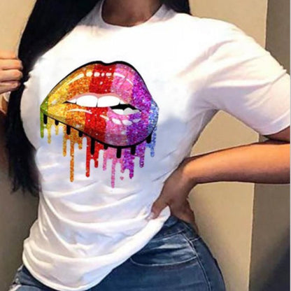 Lip-Print Short-Sleeve Tee