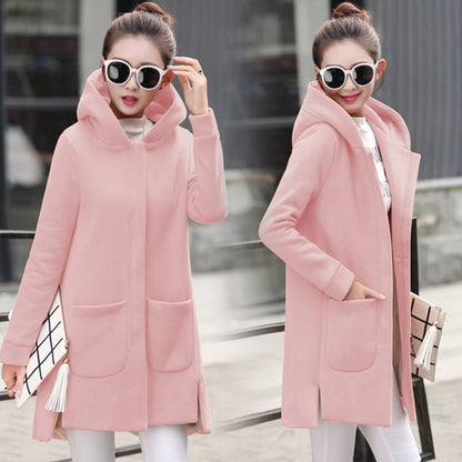 Long Hooded Fleece Coat