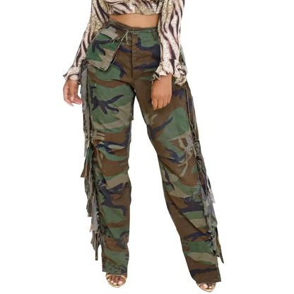 Camouflage Tassel Cargo Trousers