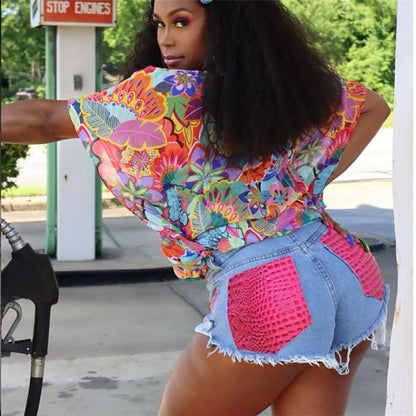 Fitted Denim Shorts