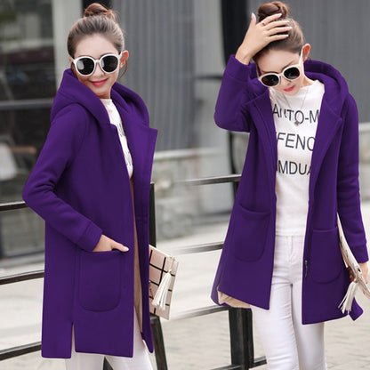 Long Hooded Fleece Coat