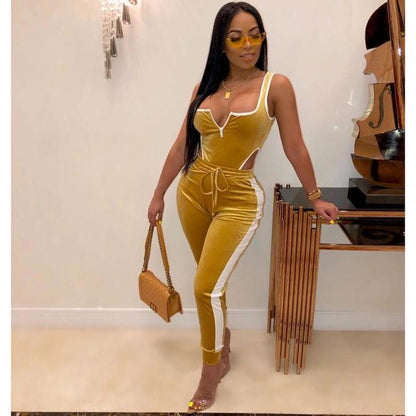 Velvet Bodysuit and Pencil Pants Set