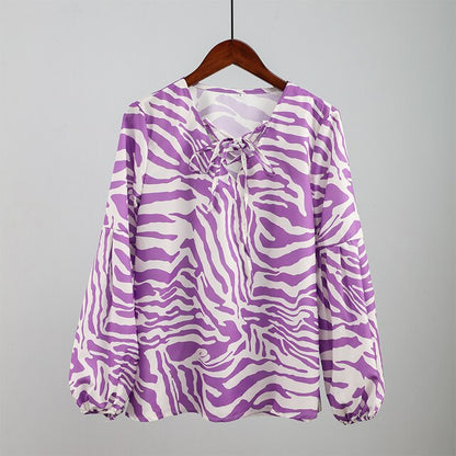 Zebra V-Neck Blouse