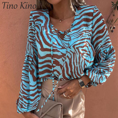 Zebra V-Neck Blouse