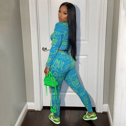 Letter-Print Two-Piece Tracksuit