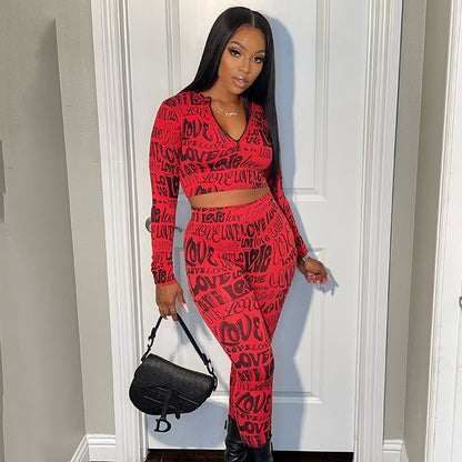 Letter-Print Two-Piece Tracksuit