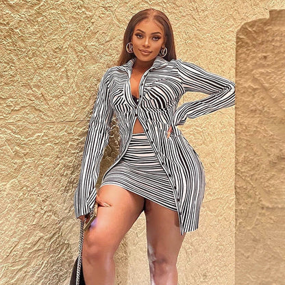 Kendra Striped Skirt Set
